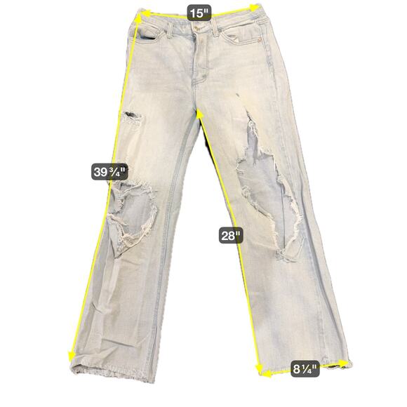 Wild Fable Women's Size 10 Jeans Distressed Light Blue Denim High Rise Straight - Picture 2 of 16